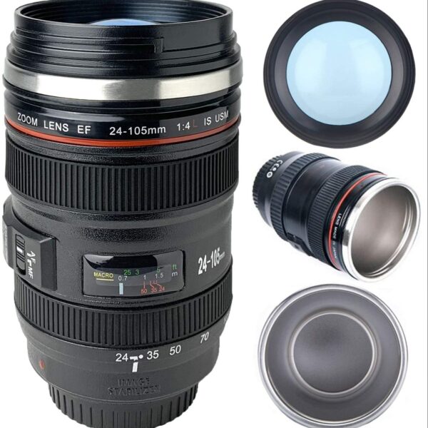 Camera Lens Shaped Coffee Mug Cup - Black, new stylish design