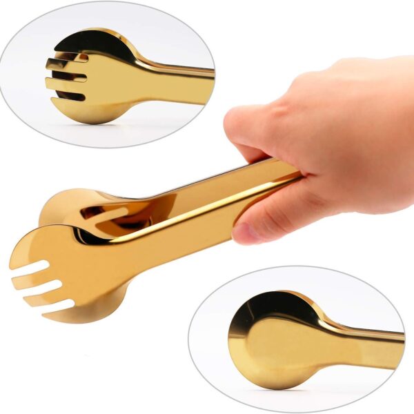 Round With One-Sided Teeth Stainless Steel Tong For Kitchen - Golden, Stainless Steel Buffet Serving Utensils Salad BBQ Tongs Heavy Duty Food Serving Tong, Cooking Tong Grilling Tong