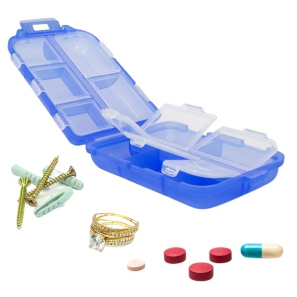 7 Days a Week Multifunctional Portable Mini Sealed Small Medicine Box Plastic Small 7 Compartments Medicine Box Organizer Weekly Saver Tablet Case With Pills Portable Candy Vitamin Container Storage Organizer Travel Accessories