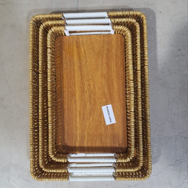 Plastic Wicker Rattan Round, square and Rectangular Storage Basket Sets Handwoven Organizer Storage Baskets Durable Square Tray set, Rectangular tray set, Round tray set