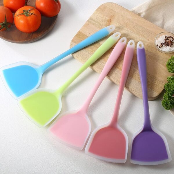 1Pc Silicone Spatula Semi-Permeable Nylon Kitchen Spatula Silicone Spatula Spatula, Household Kitchen, Silicone Spatula Beef, Egg Scraper Wide Pizza Spatula Non-stick Turner Food Lifter Household Cooking Utensils imported