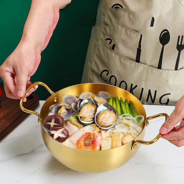 Gold Luxury Seafood Pot Double Ear Stockpot Kitchen Cookware Household Korean Ramen Pot Stainless Steel Noodle Pot high quality and imported