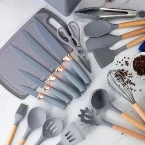 19 Pieces Silicone Kitchen Spoons with Knives Set