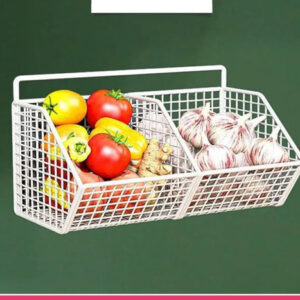 2 Grids Wall Mounted Metal Wire Storage Basket