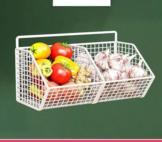 2 Grids Wall Mounted Metal Wire Storage Basket