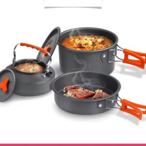 3Pcs Non Stick Pot Pan Camping Cookware Set