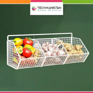 3 Grids Wall Mounted Metal Wire Storage Basket