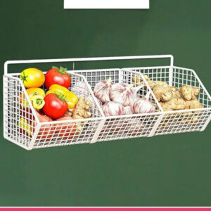 3 Grids Wall Mounted Metal Wire Storage Basket