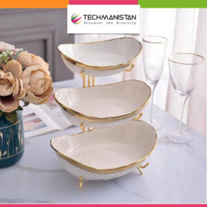 3 Layers Ceramic Bowls with Steel Stand
