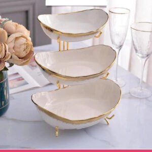 3 Layers Ceramic Bowls with Steel Stand