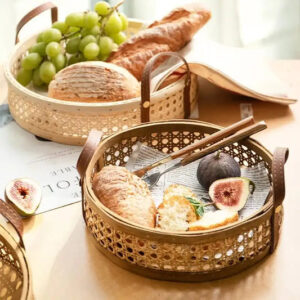 Hand-Woven Round Rattan Fruit Baskets