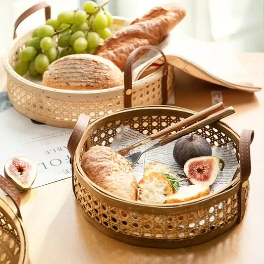 Hand-Woven Round Rattan Fruit Baskets