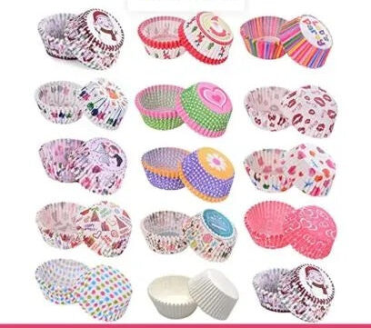 100 Piece's Random Print Disposable Cupcake Liners