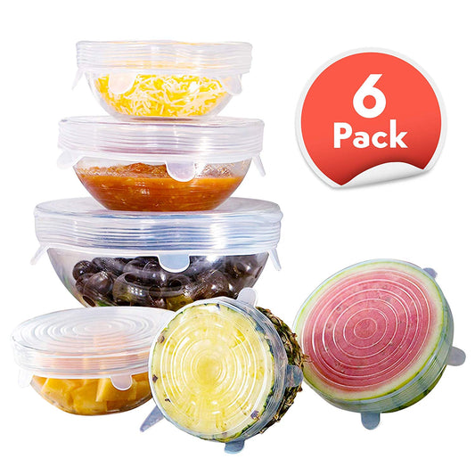 Stretch Lids Reusable Silicone Containers Food Covers Bowl (6 Pcs)
