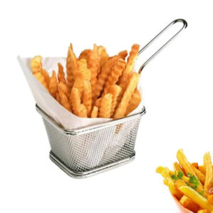 Stainless Steel Mini Square Fry Basket French Fries Holder, Fried Food Table Serving