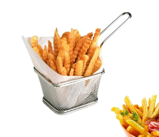 Stainless Steel Mini Square Fry Basket French Fries Holder, Fried Food Table Serving