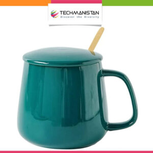 Ceramic Coffee Mug Set with Lid and Spoon