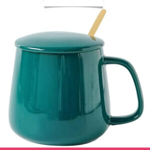 Ceramic Coffee Mug Set with Lid and Spoon