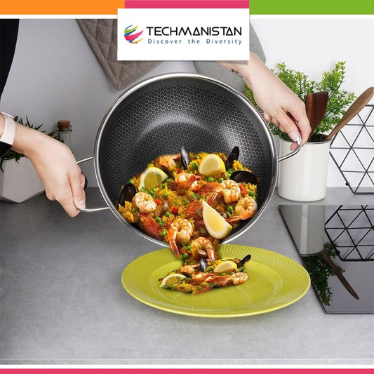Honeycomb Print Laser Coated Karahi Frying Pan Without Lid