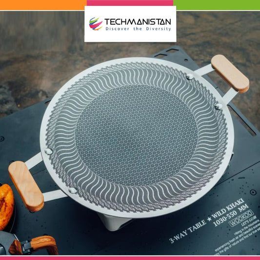 Honeycomb Laser Coated Tawa with Wooden Handle