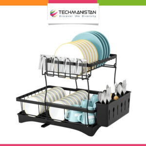Dish Drainer Rack with Drip Tray & Utensil Holder
