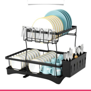 Dish Drainer Rack with Drip Tray & Utensil Holder