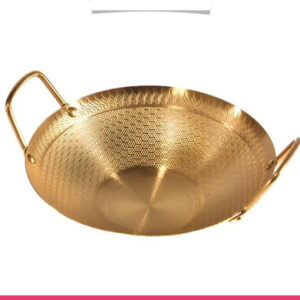 Golden Honeycomb Laser Coated Wok with Handles