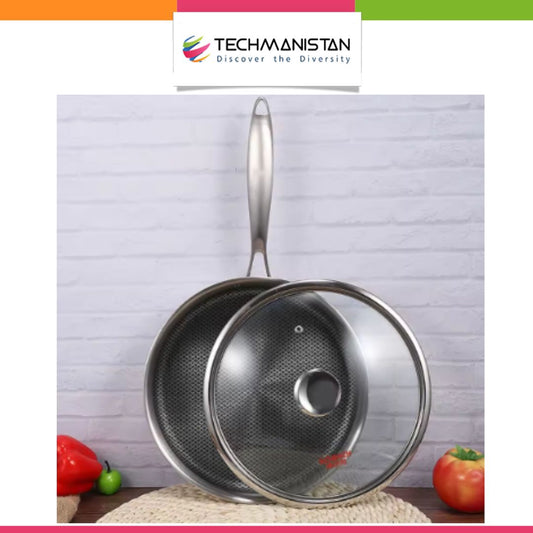 Double Sided Honeycomb Laser Coated Frying Pan With Lid