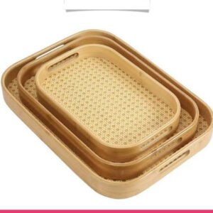 Set of 3 - Bamboo Serving Trays with handles