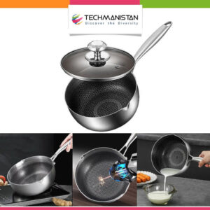 Honeycomb Print Laser Coated Nonstick Steel Soup Pot With Lid