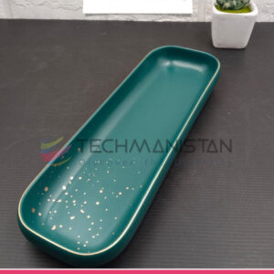 Green with Splatter Multipurpose Long Ceramic Tray