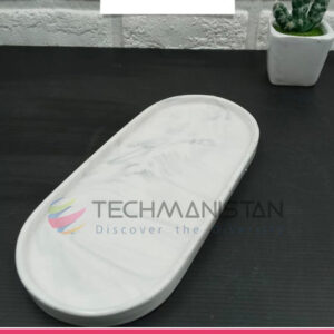 Oval Marble-Design Ceramic Serving Tray