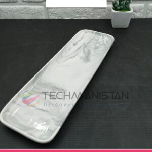 Marble-Design Rectangular Ceramic Serving Plate