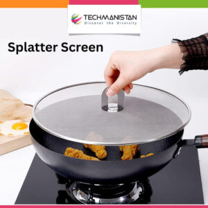 Fine Mesh Splatter Screen with Fold-Flat Knob -- 29cm Stainless Steel Oil Splash Guard