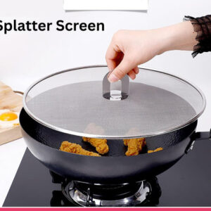 Fine Mesh Splatter Screen with Fold-Flat Knob -- 29cm Stainless Steel Oil Splash Guard