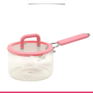 Heat Resistant Borosilicate Glass Pot with Lid & Long Handle -- 1.8L