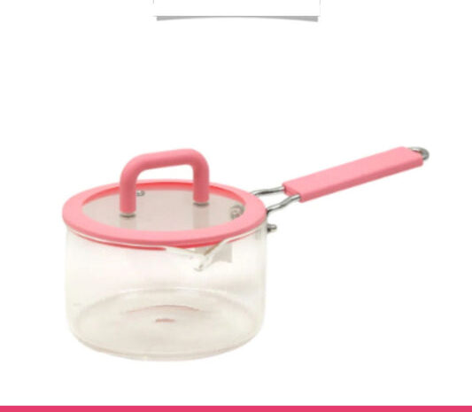 Heat Resistant Borosilicate Glass Pot with Lid & Long Handle -- 1.8L