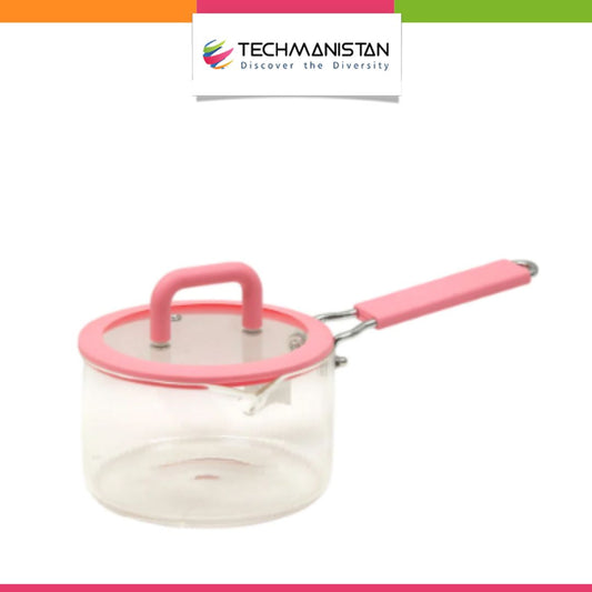 Heat Resistant Borosilicate Glass Pot with Lid & Long Handle -- 1.8L