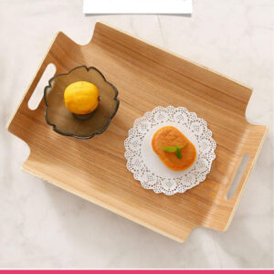 Curved Wooden Serving Tray with Handles