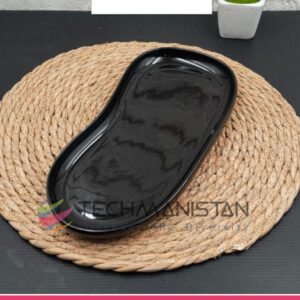 Kidney Shape Black Ceramic Serving Plate