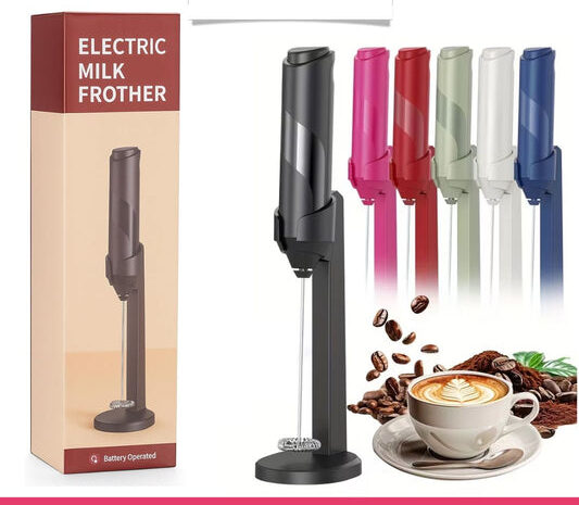 Battery-Operated Electric Milk Frother with Stand