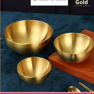 3 Pcs Golden Stainless Steel Bowls Set