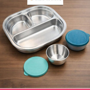3 Compartment Lunch Box + 2 Condiment Cups