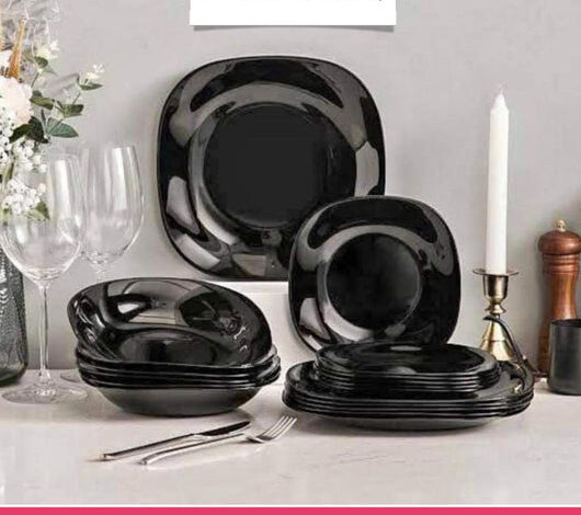 Luxury Black Marble Dinner Plate Set