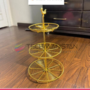 3 Tier Golden Metal Multipurposed Basket Stand