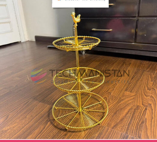 3 Tier Golden Metal Multipurposed Basket Stand