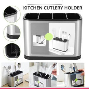 4 Compartment Cutlery Holder with Draining Tray