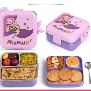 Mermaid Themed 3 Compartment Stainless Steel Bento Box