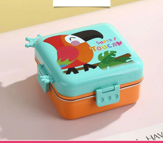 Parrot Themed 3 Compartment Stainless Steel Bento Box