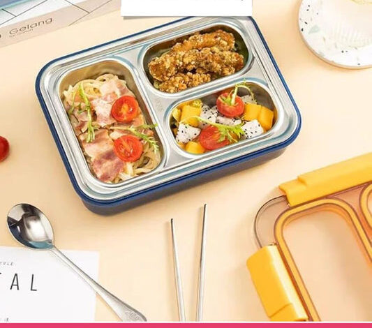 Random Cartoon Themed 3 Compartment Insulated Lunch Box